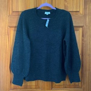 NWT Loft Outlet dark grey balloon sleeve sweater L